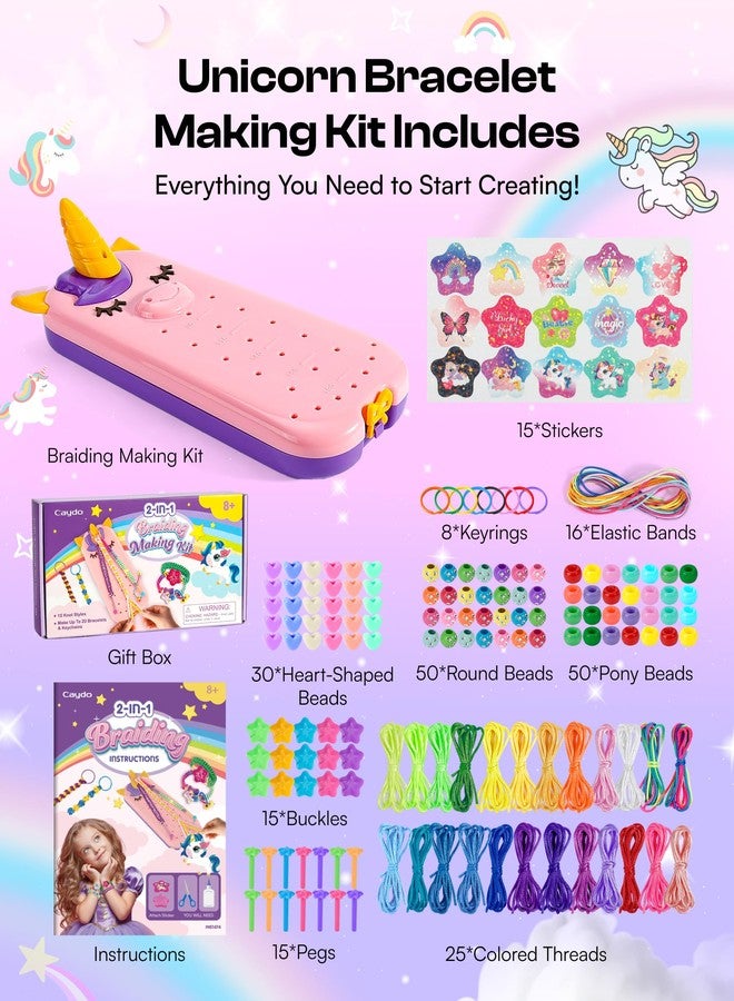Caydo Bracelet Maker, Unicorn Friendship Bracelet Making Kit for Girls 8-12 Years Old Birthday Christmas Gifts, 2 in 1 Bracelet Keychain Kits for Kids DIY Arts and Crafts Toy for Ages 8+ - Image 4